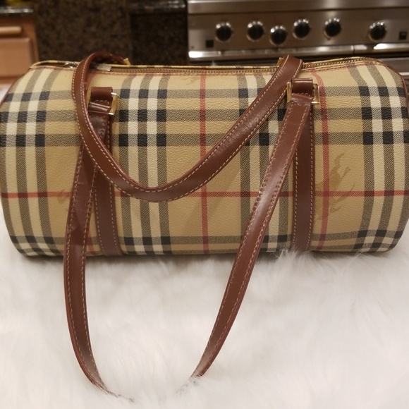 Burberry Handbags - Burberry Haymarket Check Barrel Bag